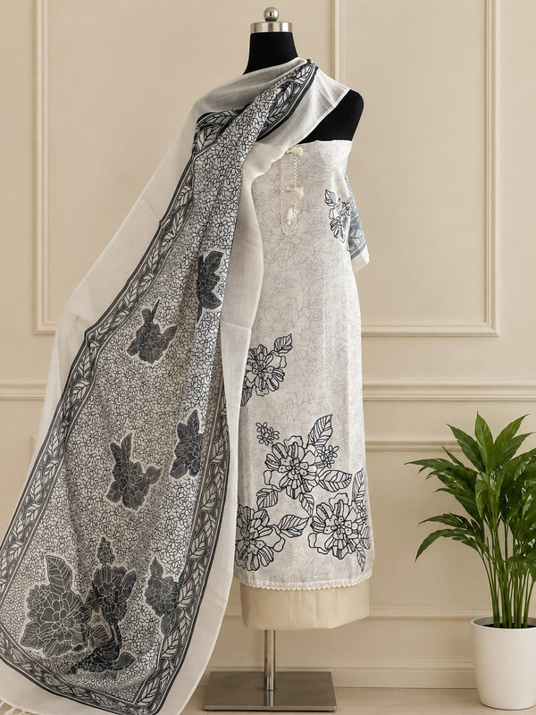 LINEN COTTON UNSTICHED 3 PC SET