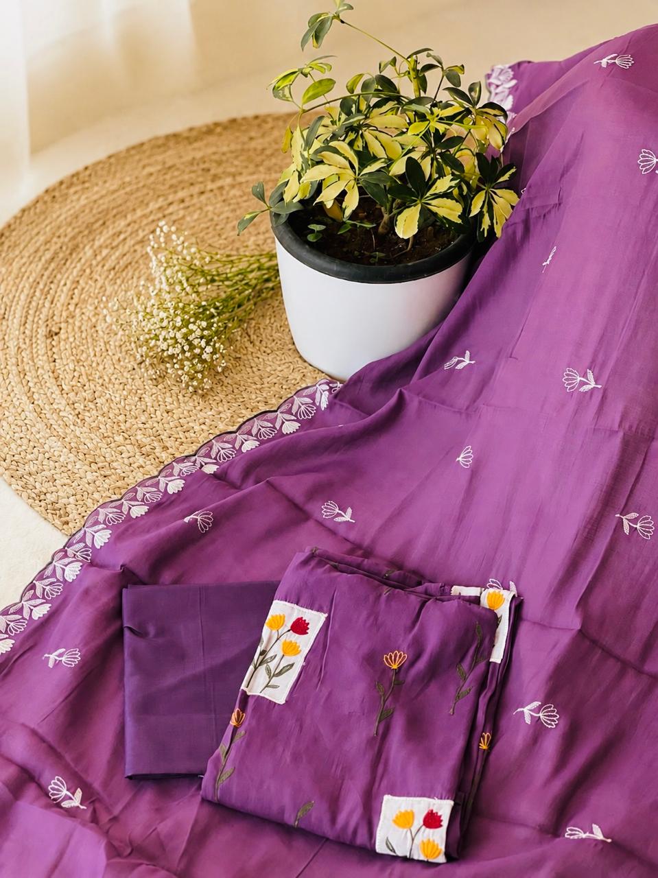 MUL CHANDERI UNSTICHED 3 PC SET